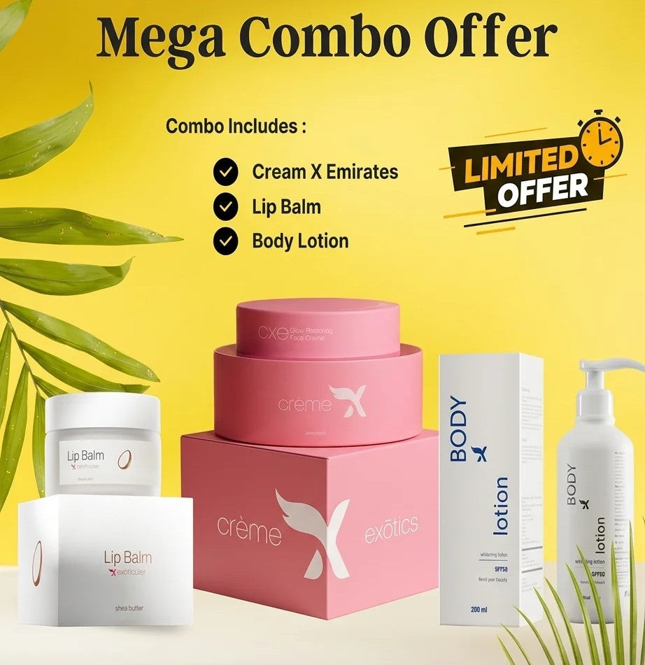Mega Combo (Cream X Emirates + Body Lotion + Lip balm)