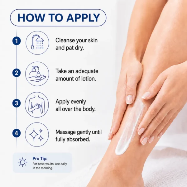 How to apply Body Lotion SPF 50 evenly over the body
