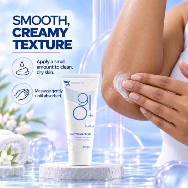 Woman applying X Emirates Whitening Cream to her elbow