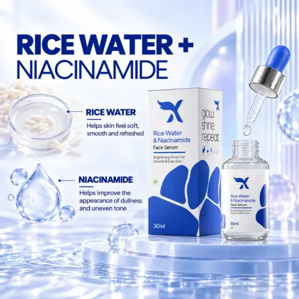 Cream X Emirates Rice Water and Niacinamide Ingredient Spotlight Cream X Emirates face serum highlighting Rice Water and Niacinamide