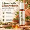 Infused with 25 Active Herbs Scalp Pro Hair Oil displayed with botanical herbs and amber oil