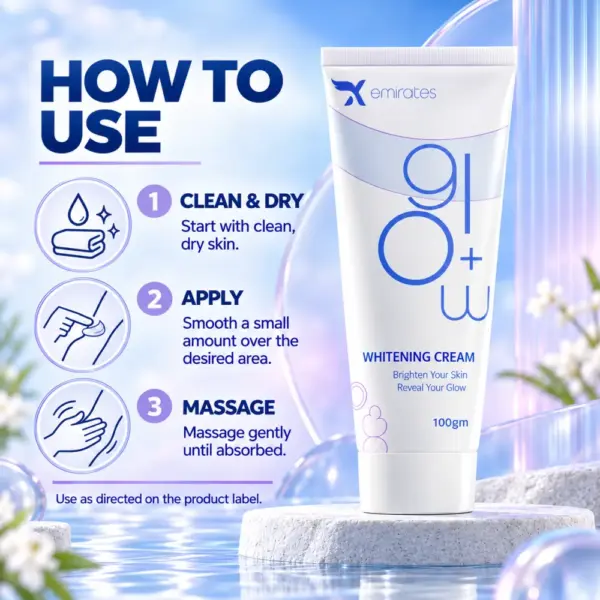 Three-step guide for applying X Emirates Whitening Cream