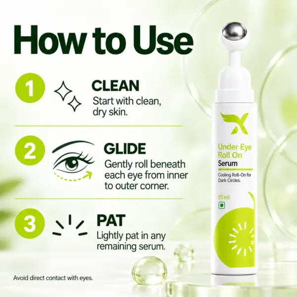 How to Use Under Eye Roll On Serum How to use Under Eye Roll On Serum in three steps