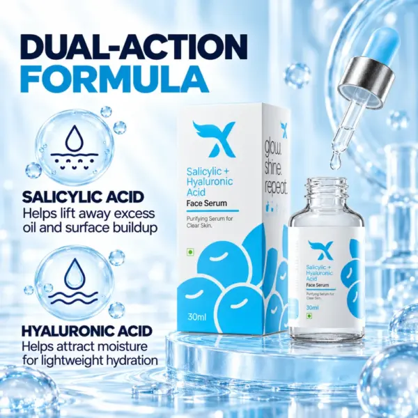 Cream X Emirates Face Serum Ingredient Spotlight Cream X Emirates face serum highlighting Salicylic Acid and Hyaluronic Acid
