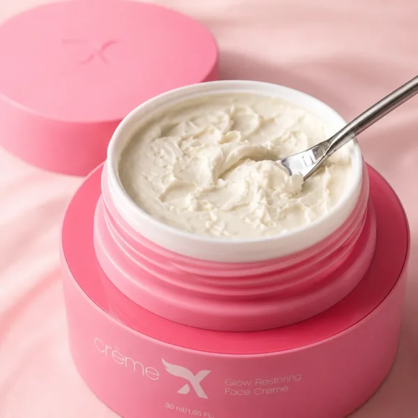 Open jar of Cream X Emirates Face Whitening Cream showing the cream texture