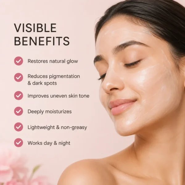 Face Whitening Cream benefits including glow, moisture and more even-looking skin tone