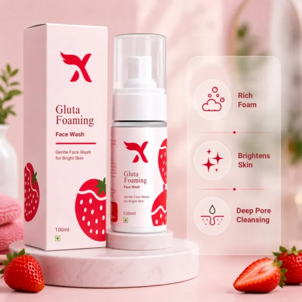 Cream X Emirates Gluta Foaming Face Wash – Packaging Cream X Emirates Gluta Foaming Face Wash 100 ml bottle and retail packaging