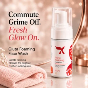 Cream X Emirates Gluta Foaming Face Wash – 100 ml Cream X Emirates Gluta Foaming Face Wash 100 ml bottle in a skincare setting