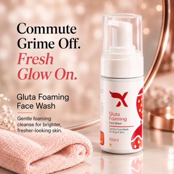 Cream X Emirates Gluta Foaming Face Wash – 100 ml Cream X Emirates Gluta Foaming Face Wash 100 ml bottle in a skincare setting