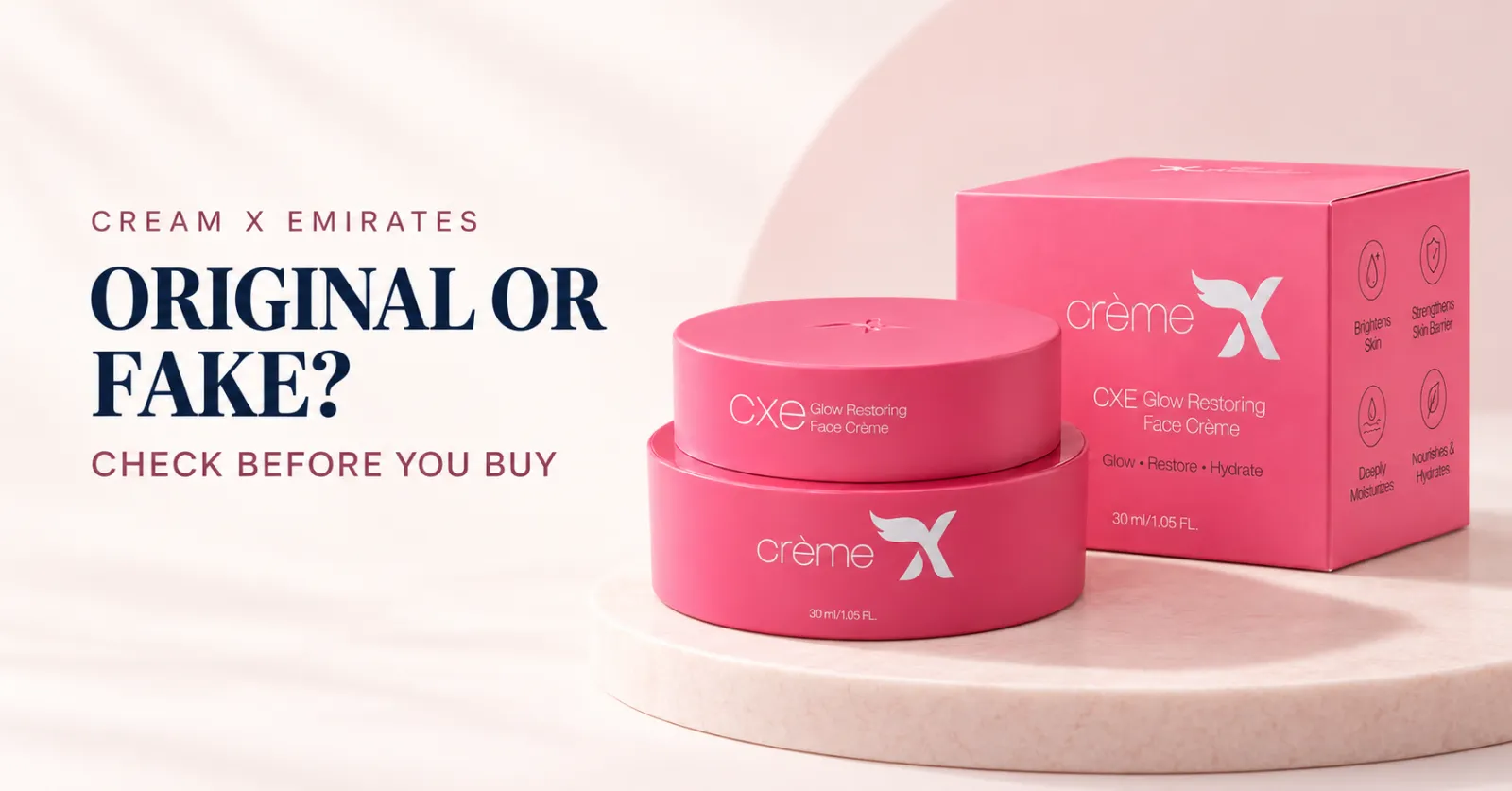 Cream X Emirates Face Whitening Cream jar and box – original or fake buying guide